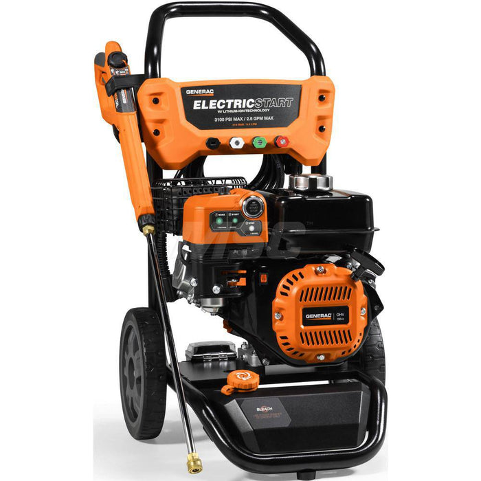 Generac Power Gas & Battery Pressure Washer - 3,100 psi, 3 GPM, Ideal for Cold Water Cleaning with Soap Blaster & Power Broom