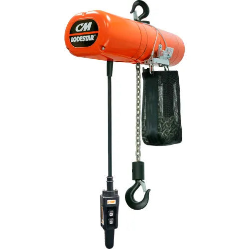 CM Lodestar 2 Ton, Electric Chain Hoist W/ Chain Container, 20' Lift, 16 FPM, 115V