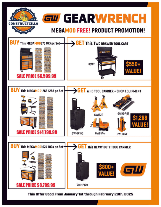 GEARWRENCH 1024 Piece MEGAMOD Master Mechanics Tool Set in Premium Modular Foam Trays with Tool Storage