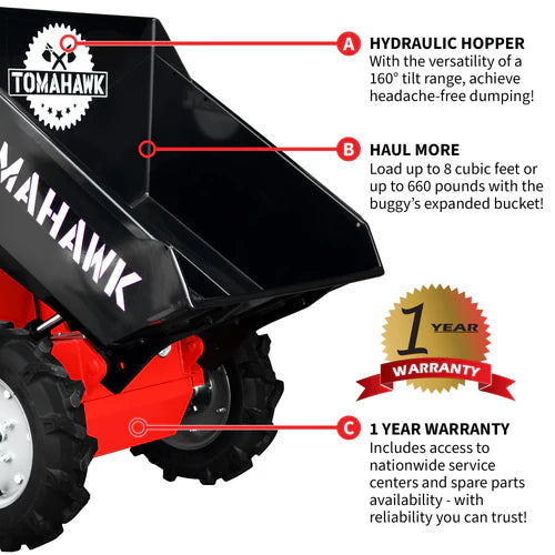 Tomahawk Power 30" Concrete Power Buggy Electric Battery Mini Dumper 660-lb. Bucket Capacity