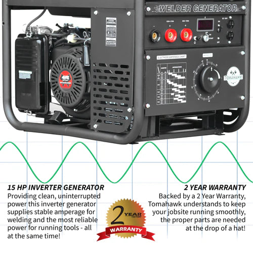 Tomahawk Power 210 Amp Engine Driven Welder Generator 2000 Watt 15 HP Gas Powered