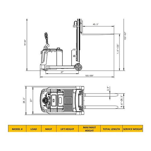 EKKO EK14-130 Precision Counterbalanced Walkie Stacker - 3300 lb Capacity, 130-inch Lift Height, Ideal for Versatile Indoor Material Handling