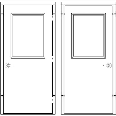 Securall 42x 80 - 3 Hrs Fire Rated, Left Hand Reverse Prehung Steel Door with Rim-Style Exit (Panic) Hardware with Locking