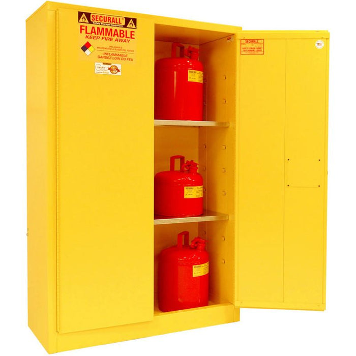 Securall 45 Gallon Outdoor Flammable Storage Cabinet, Self-Close Self-Latch Safe-T-Door