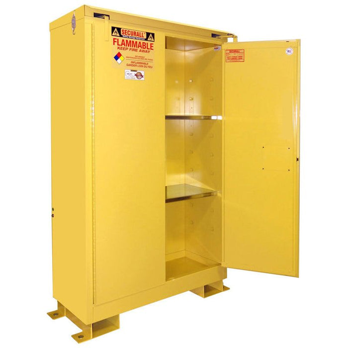 Securall 45 Gallon Outdoor Flammable Storage Cabinet, Self-Close Self-Latch Safe-T-Door