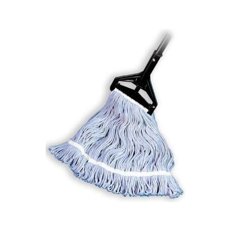 Looped End Wet Mop, Blue, 1-1/4" headband, #24 Large