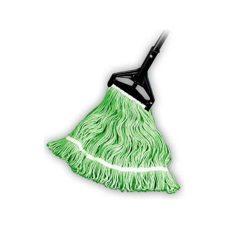 Looped End Wet Mop, Green, 1-1/4" headband, #24 Large