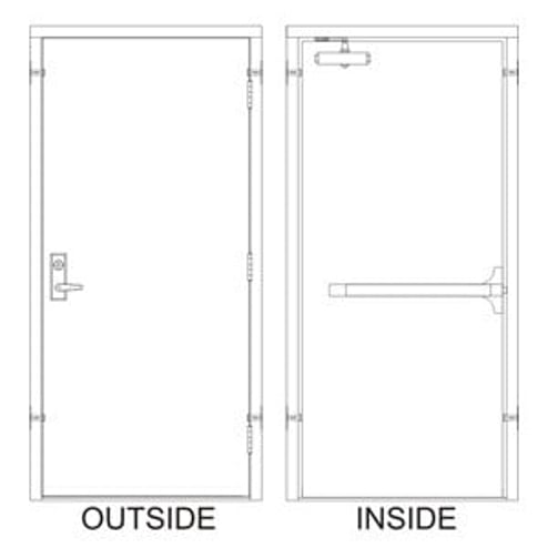 Securall 36 x 80 - 3 Hrs Fire Rated, Right Hand Reverse Prehung Steel Door with Cylindrical Lever-Style Handle